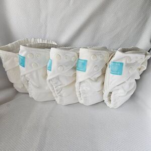 Charlie Banana One Size Reusable Cloth Diaper 5 pack in White